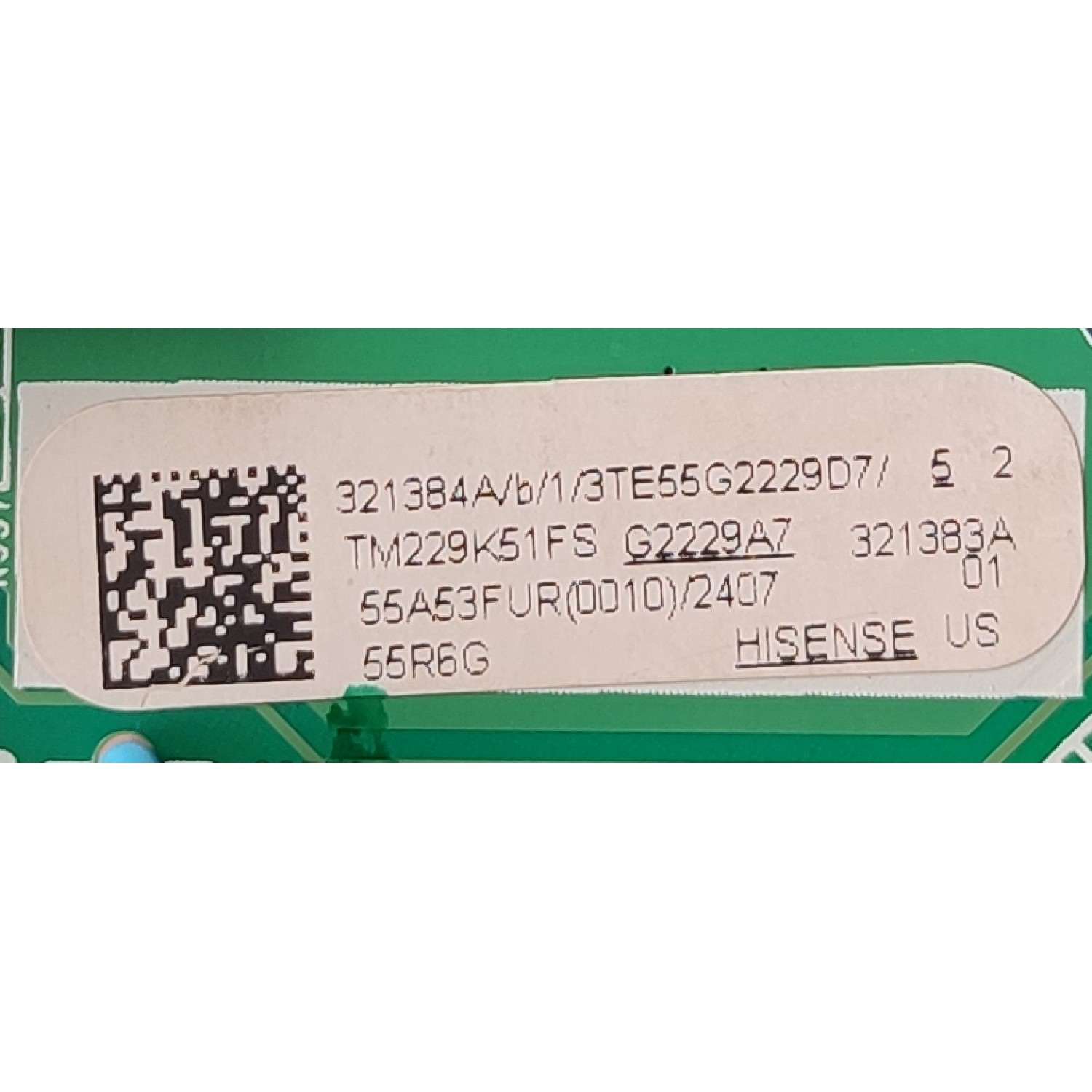 MAIN FUENTE COMBO ORIGINAL PARA TV HISENSE  NUMERO DE PARTE 321384 / RSAG7.820.12376/ROH / 321383A / 3TE55G2229D7 / TM229K51FS / 55A53FUR(0010) / PANEL HD550Y1U72-T0L2/GM/CKD3A/ROH / DISPLAY HV550QUB-F70 REV.2.0 / MODELO 55R6G	 - Imagen 2